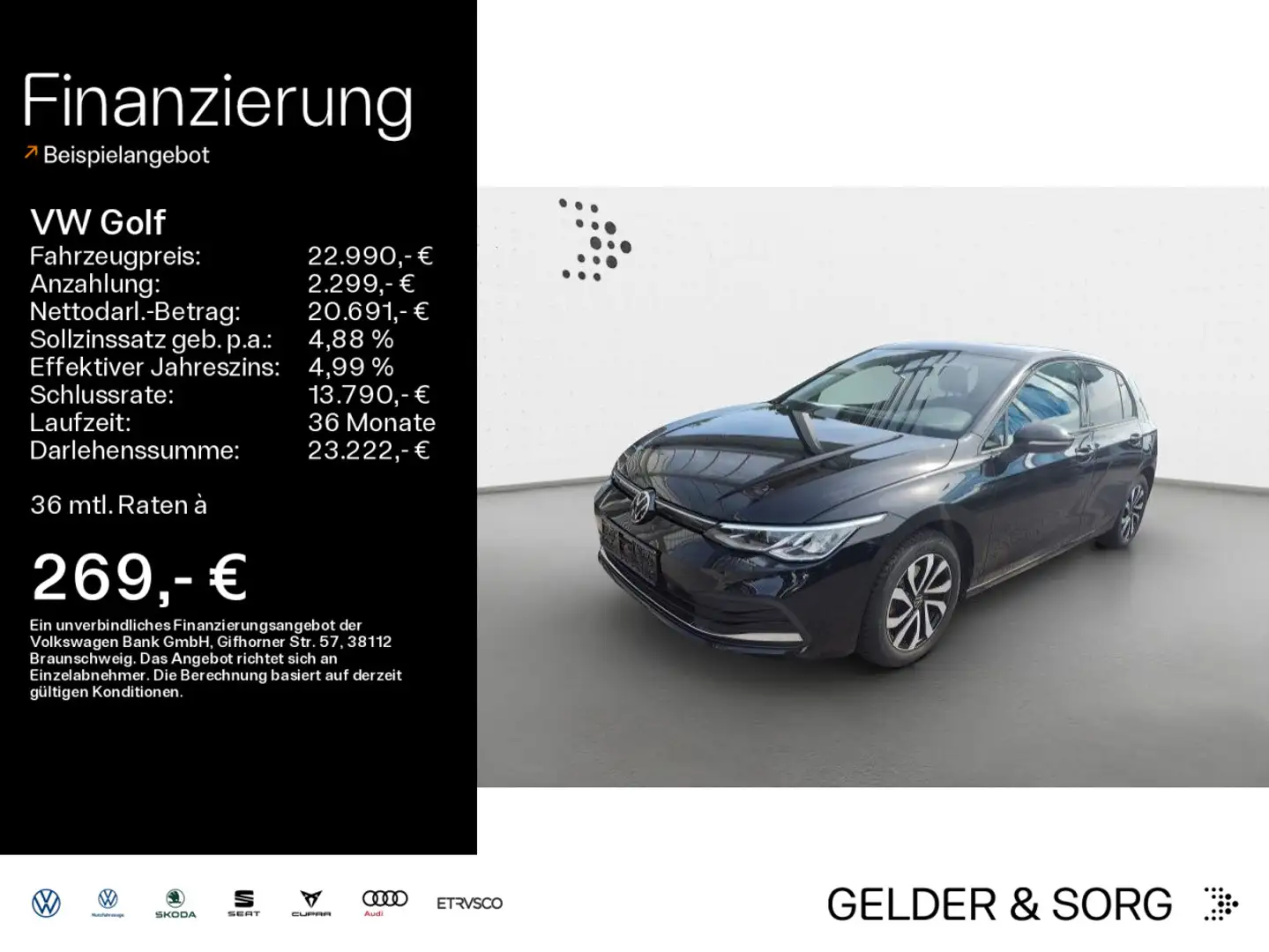 Volkswagen Golf VIII 2.0 TDI Active AHK*RFK*LED*Navigation Schwarz - 1