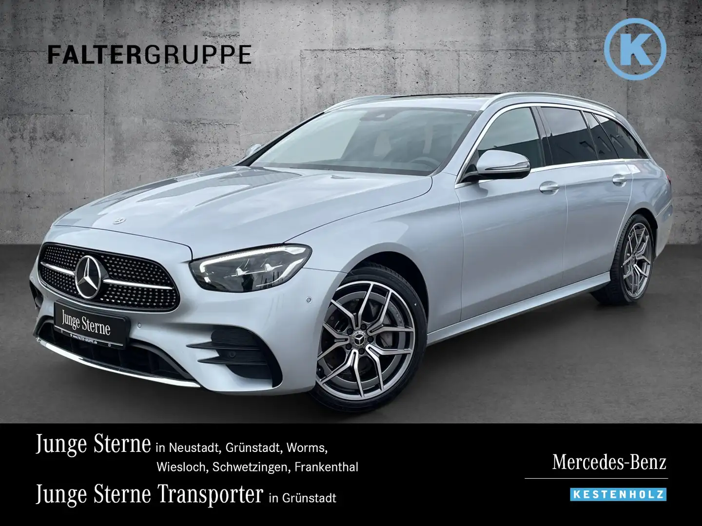 Mercedes-Benz E 220 E 220d T AMG+AHK+SCHIEBED+KAMERA+AMBI+EASYP+TOTW Silber - 1