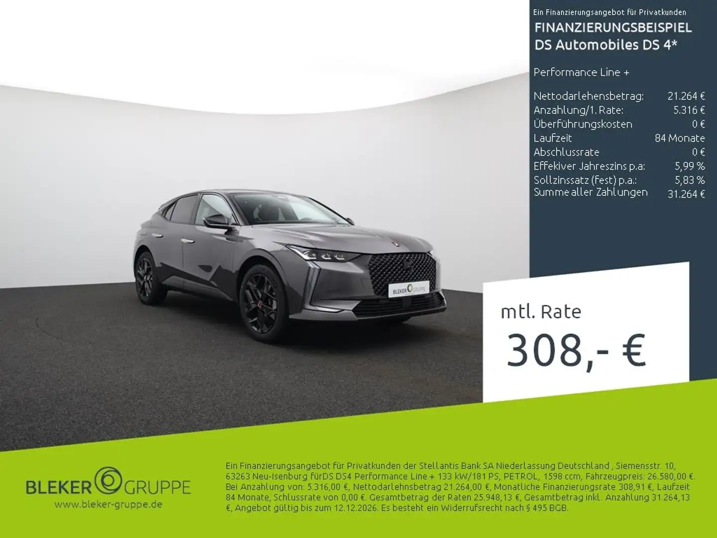 DS Automobiles DS 4 Performance Line + Gris - 1