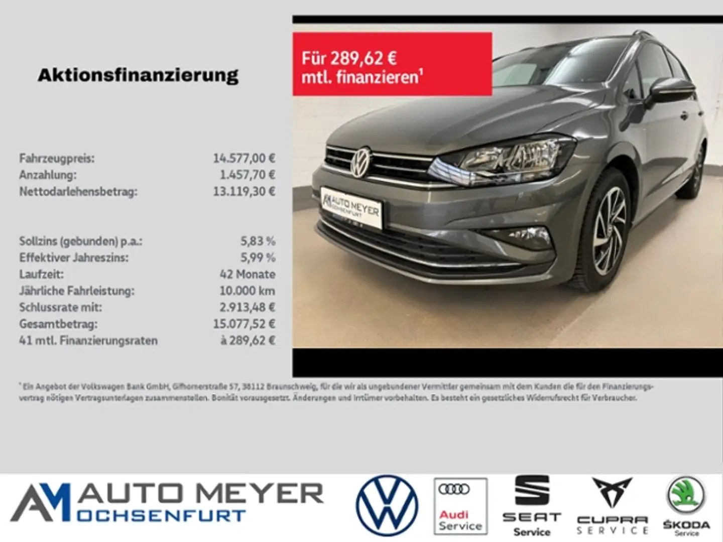 Volkswagen Golf VII Sportsvan 1.0 TSI JOIN Gris - 1