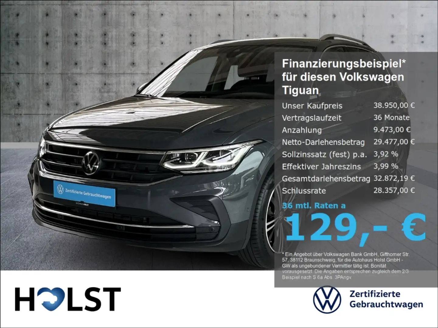 Volkswagen Tiguan 2.0TDI DSG MOVE IQ.DRIVE AHK ACC RüFaKa DAB+ Grau - 1