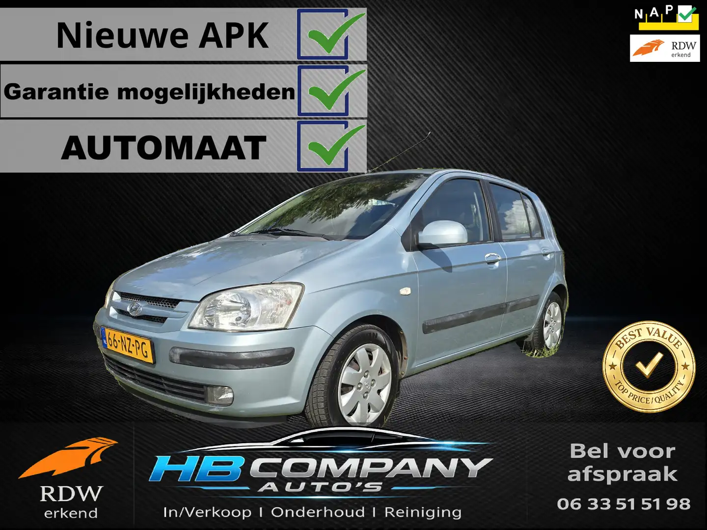 Hyundai Getz 1.3i GLS AUTOMAAT | Airco | Nieuwe APK | NAP Blau - 1
