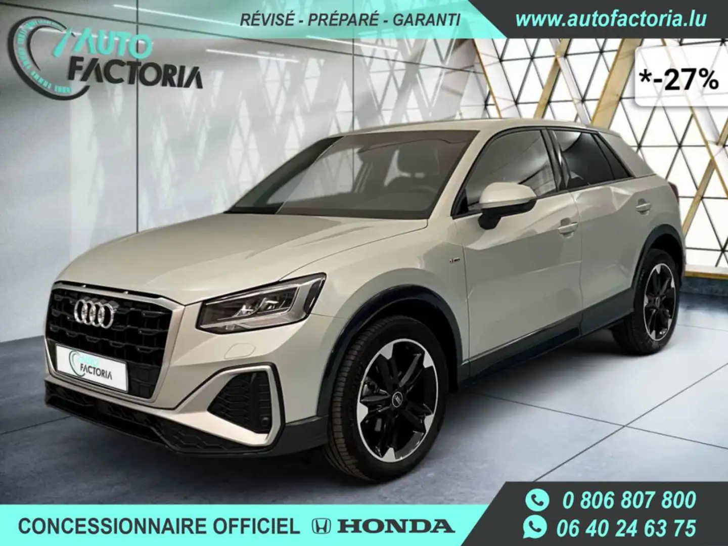 Audi Q2 -27% 30 TFSI 110CV S-LINE+GPS+CAM+FULL LED+OPTIONS Argent - 1