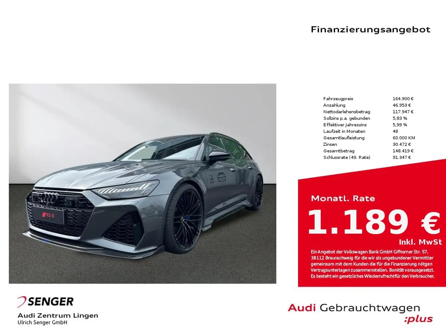 Audi RS6 ABT RS6-S Umbau Digitales Cockpit Navi Gris - 1