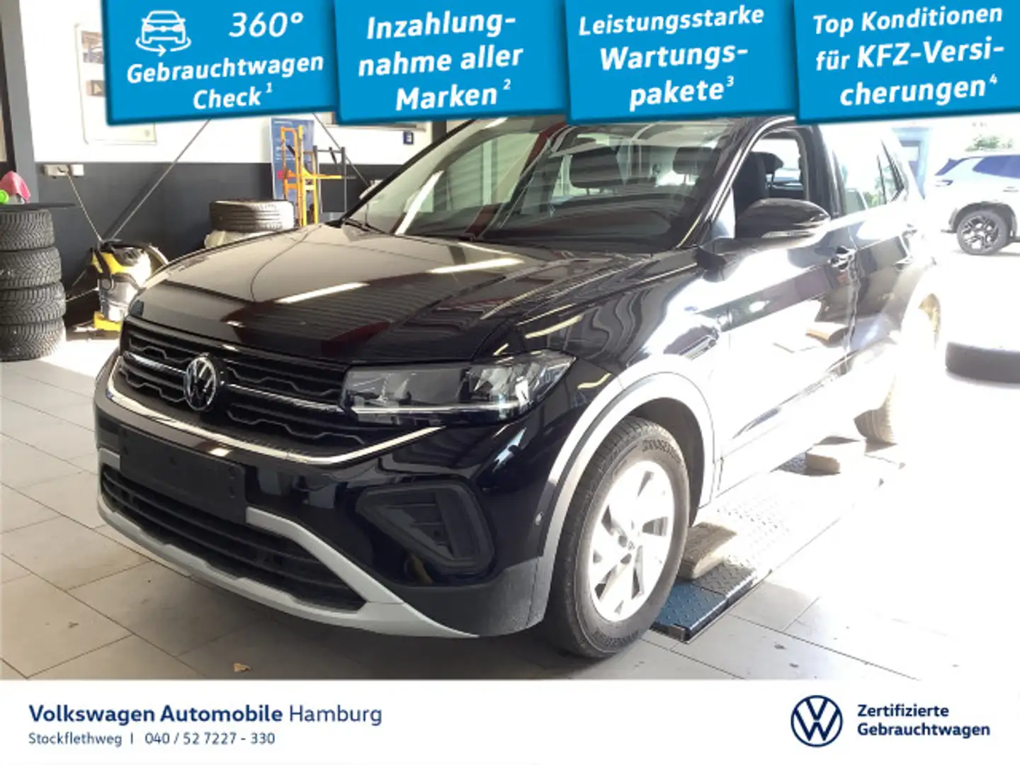 Volkswagen T-Cross 1.0 TSI Life DSG AHK Navi ACC CarPlay Schwarz - 1