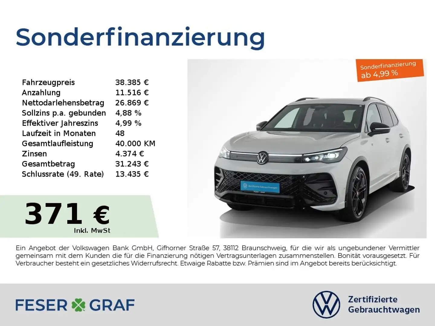Volkswagen Tiguan 1.5 eTSI R-Line BlackStyle IQ-Light 360° Weiß - 1