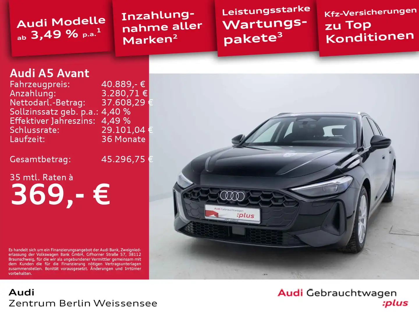 Audi A5 110 kW S-TRO*LED*RFK*ACC*SHZ*LEDER*NAVI Schwarz - 1