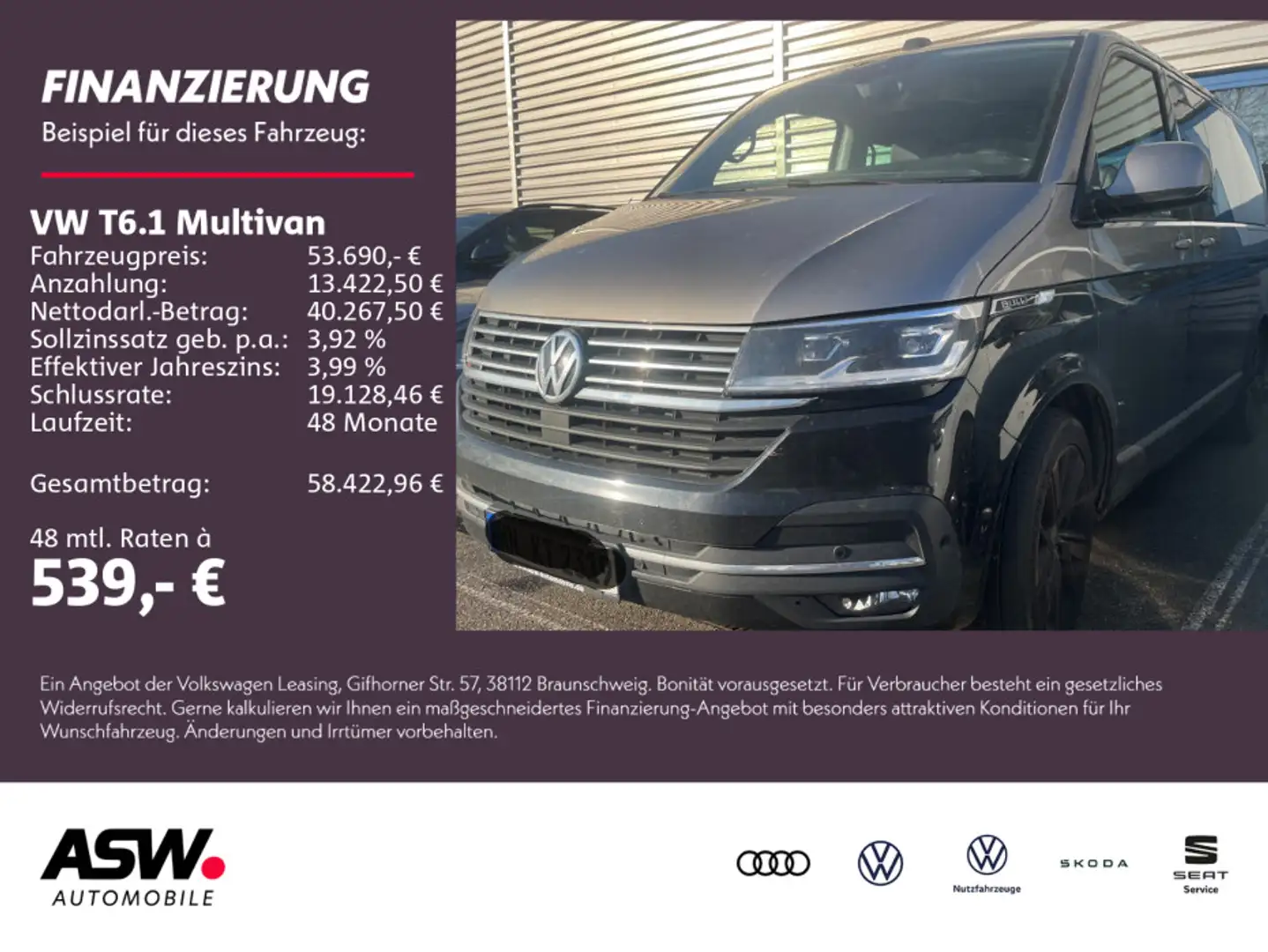 Volkswagen T6.1 Multivan Exclusive 2.0 TDI 4MOTION DSG AHK Schwarz - 1