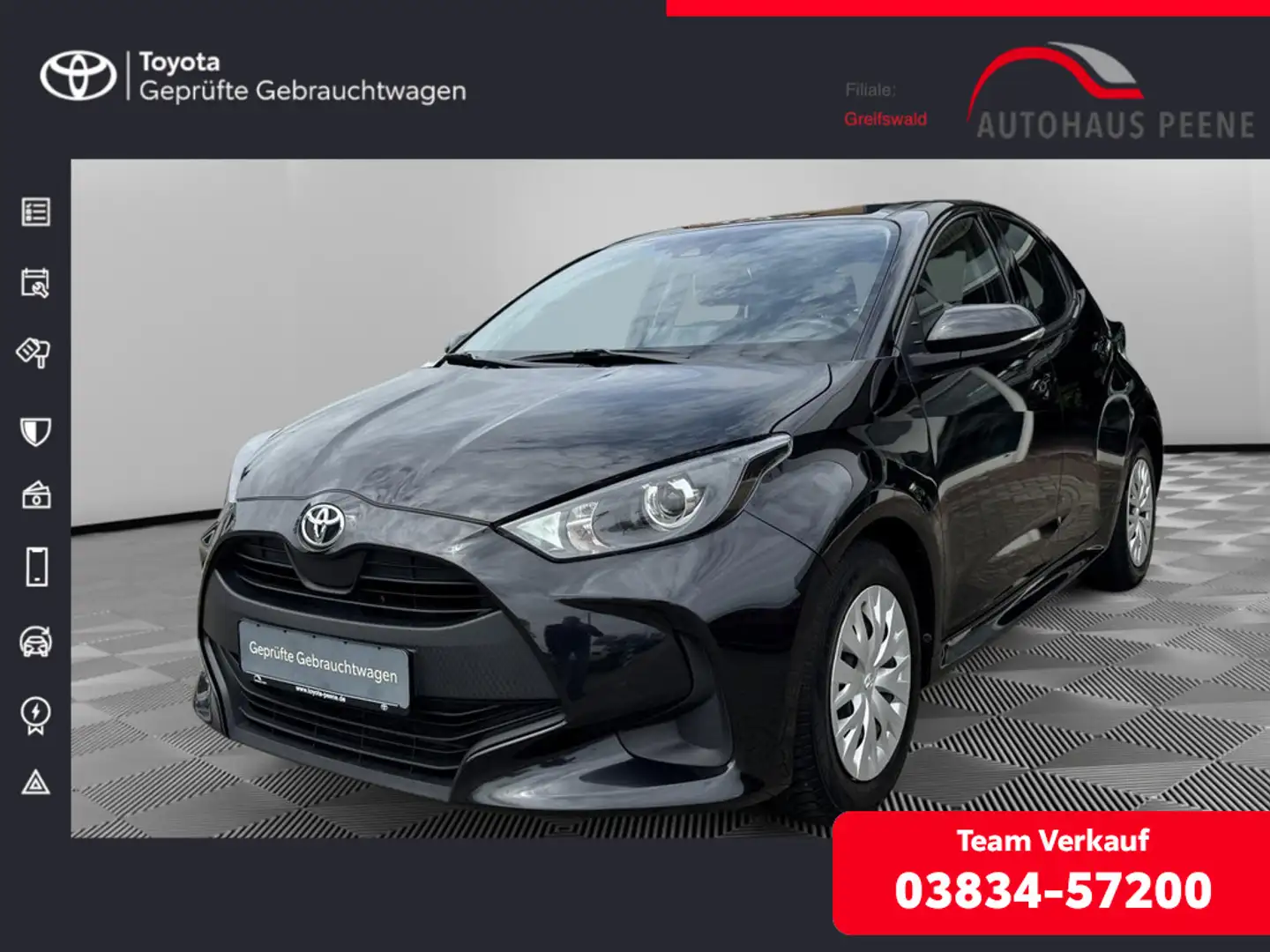 Toyota Yaris 1.0 Comfort KLIMA RÜCKFAHRKAMERA ACC Schwarz - 1