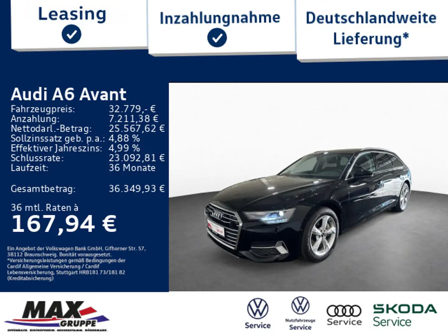 Audi A6 45 TFSI ADVANCED MMI NAVI+LED+ALU+KLIMA Schwarz - 1
