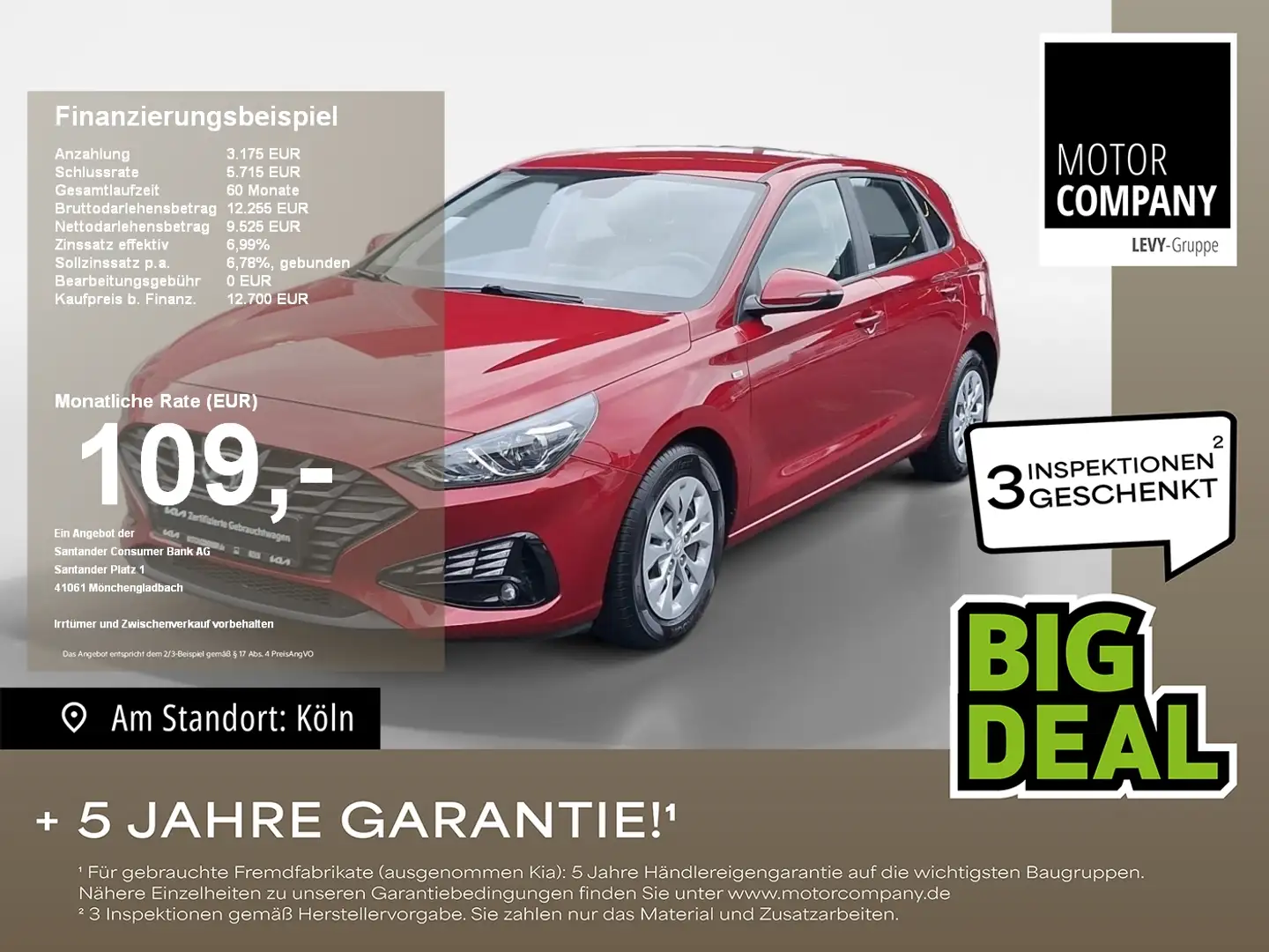 Hyundai i30 1.0 T-GDI Select +Schalter+Facelift+R.Kam+PD Roşu - 1