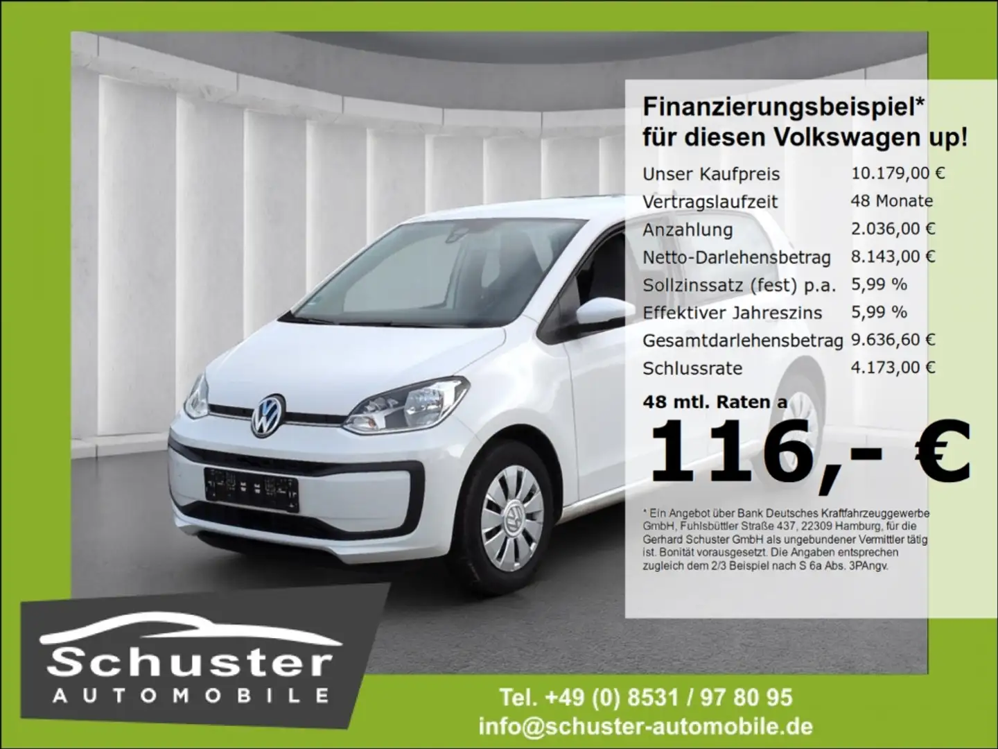 Volkswagen up! move*Tempo PDC Klima Licht/Regensen Bluetoo Weiß - 1