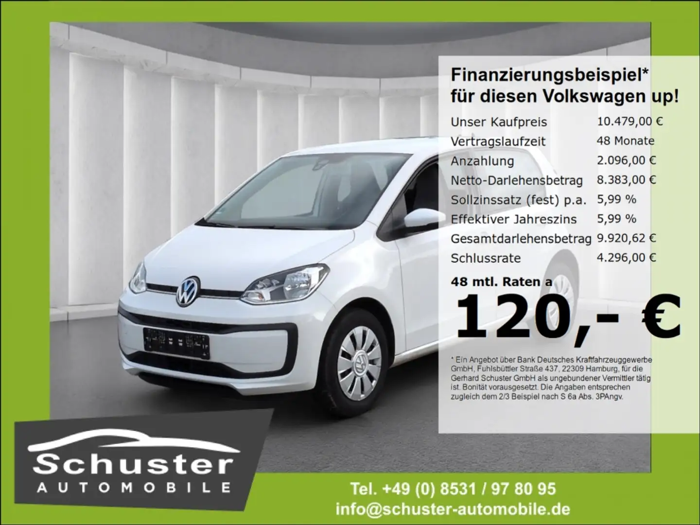 Volkswagen up! move*Tempo PDC Klima Licht/Regensen Bluetoo Weiß - 1