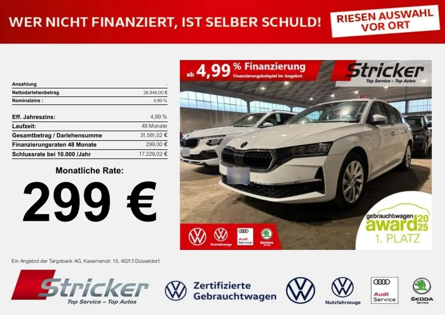 Skoda Octavia Selection 2.0TDI DSG 299,-ohne Anzahlung Navi ACC Weiß - 2