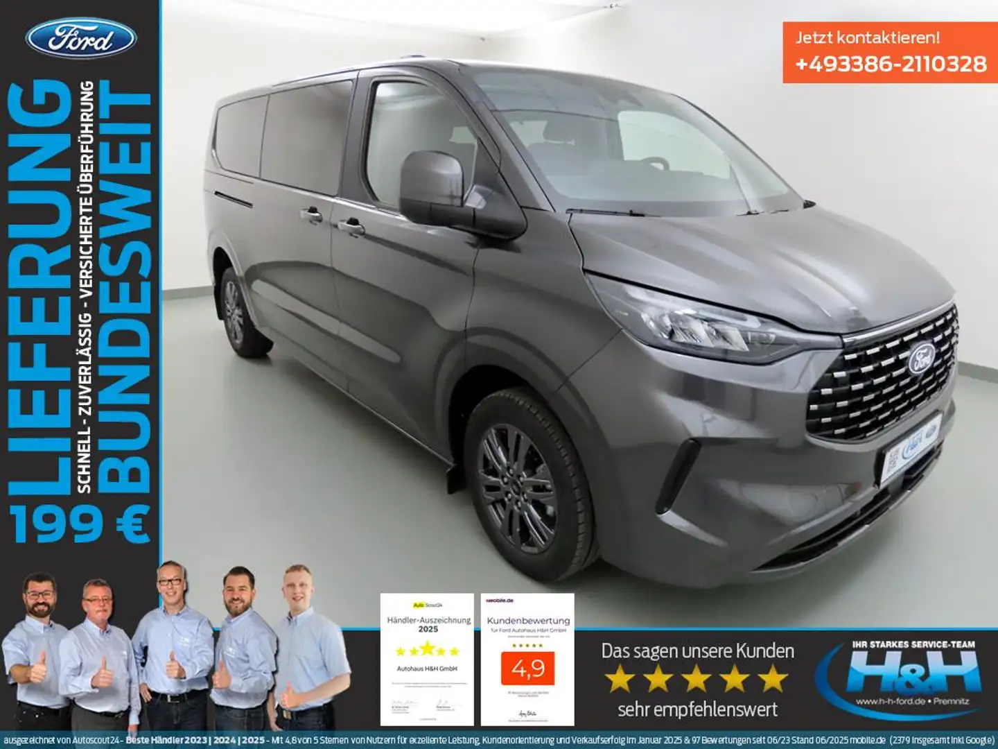 Ford Tourneo Custom 2.0 Aut L2 Titanium ACC+LED+Kam. Grau - 2