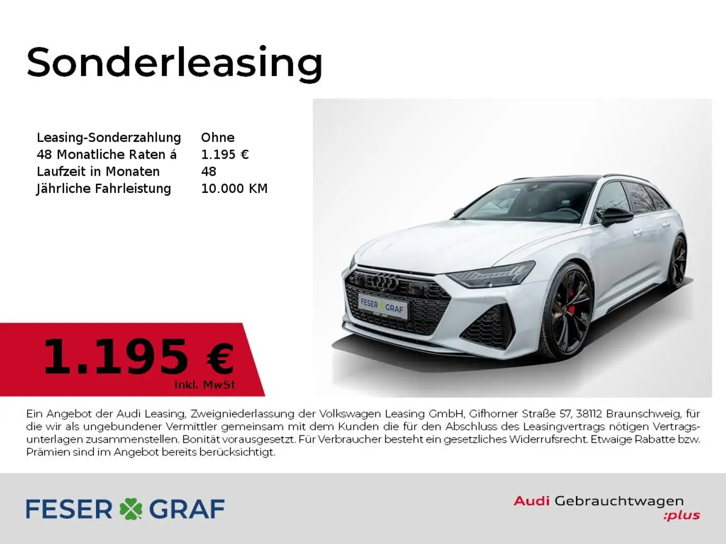 Audi RS6 Avant Dynamik+/HD-Matrix/HuD/Pano/AHK Weiß - 1
