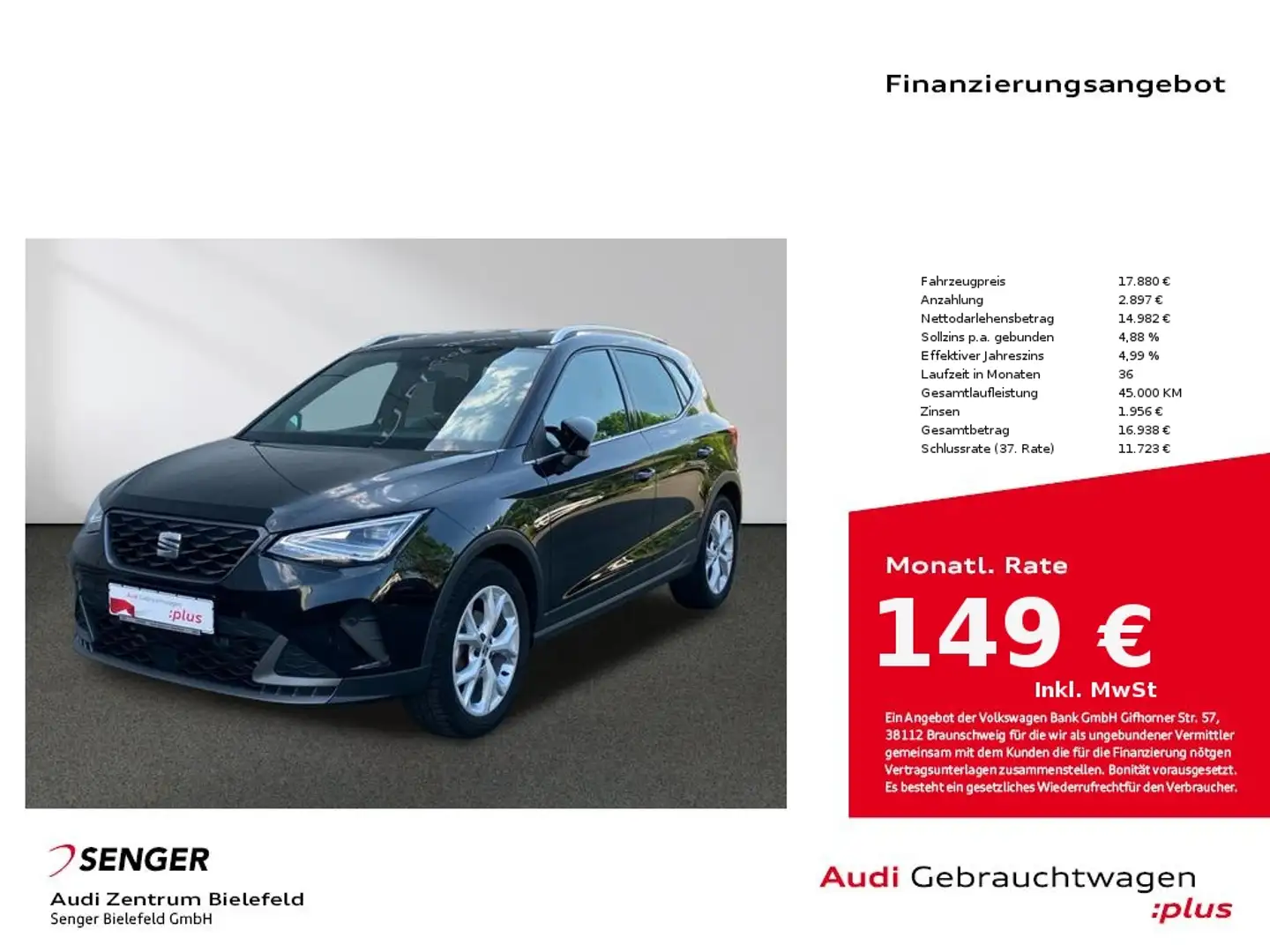 SEAT Arona FR 1.0 TSI Navi CarPlay LED Sitzheizung Zwart - 1