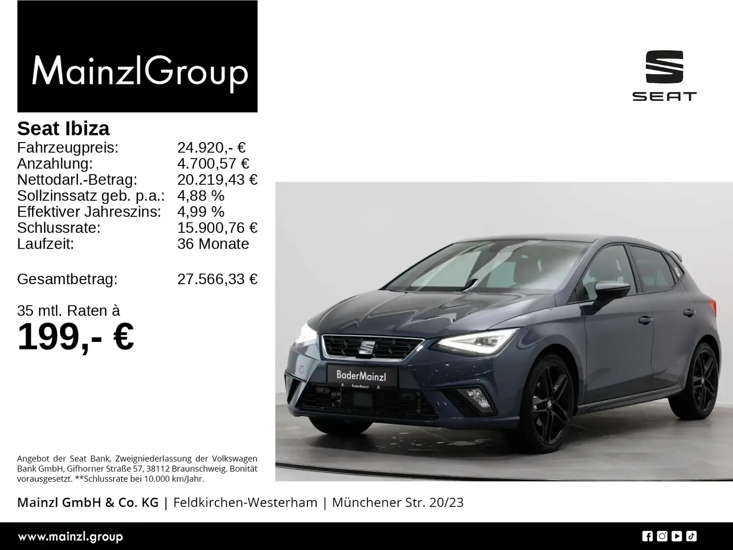SEAT Ibiza 1.5 TSI DSG FR Black Pano ACC Kamera Beats Grau - 1