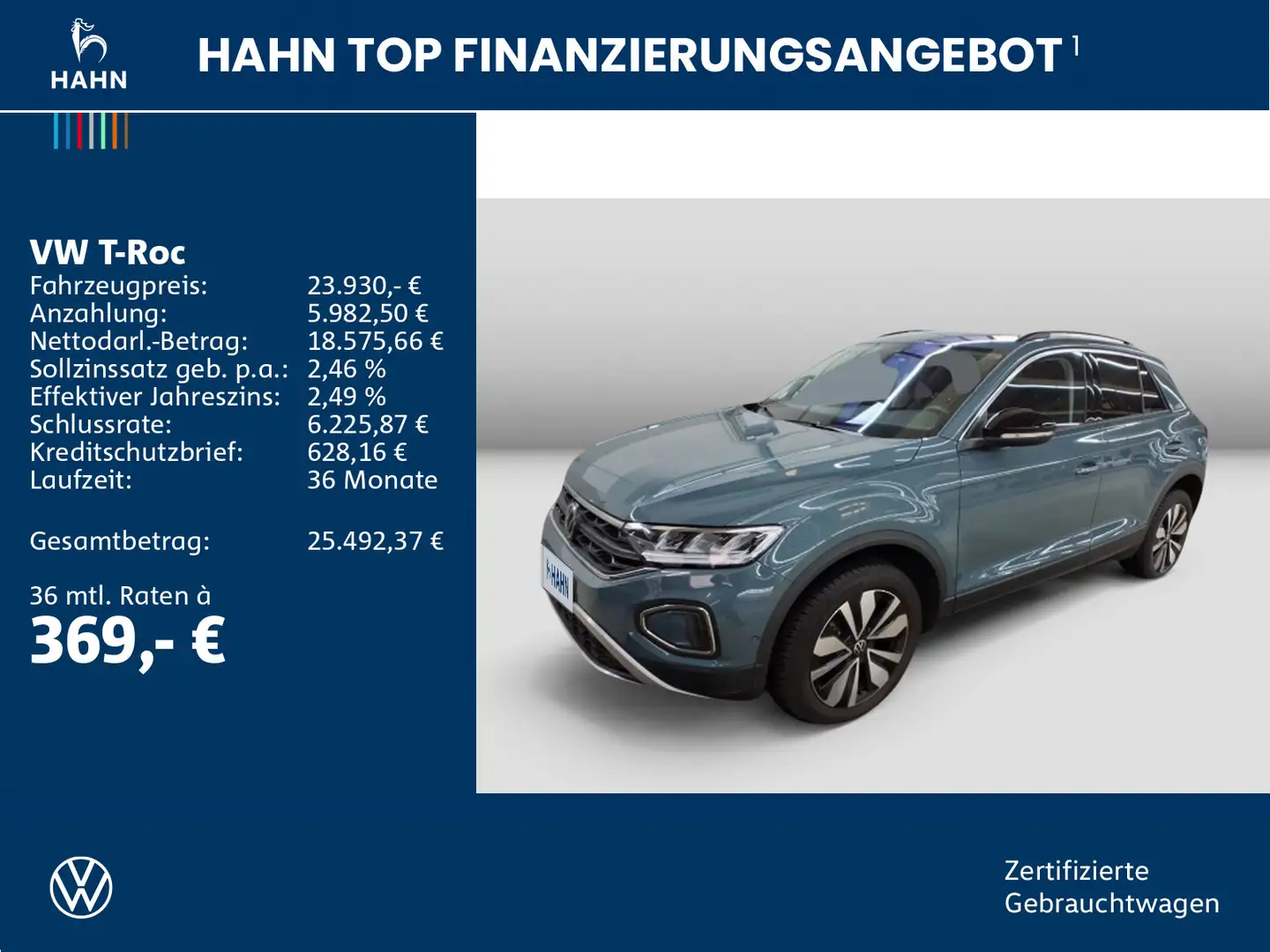 Volkswagen T-Roc 1.0 TSI Goal Navi LED ACC Sitzheizung Blau - 2