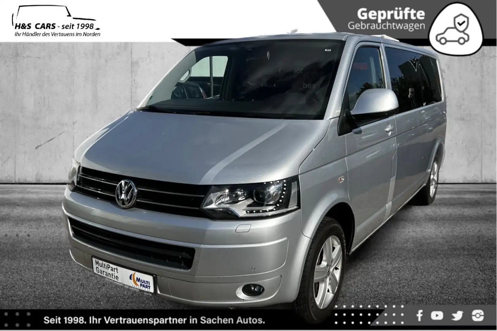 Volkswagen T5 Caravelle Comfortl LANG 1.H 9S BI-XEN NAV KAM Silber - 2