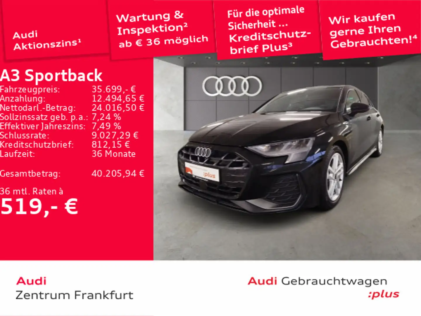 Audi A3 35 TDI S tronic S line Navi DAB VC Schwarz - 1