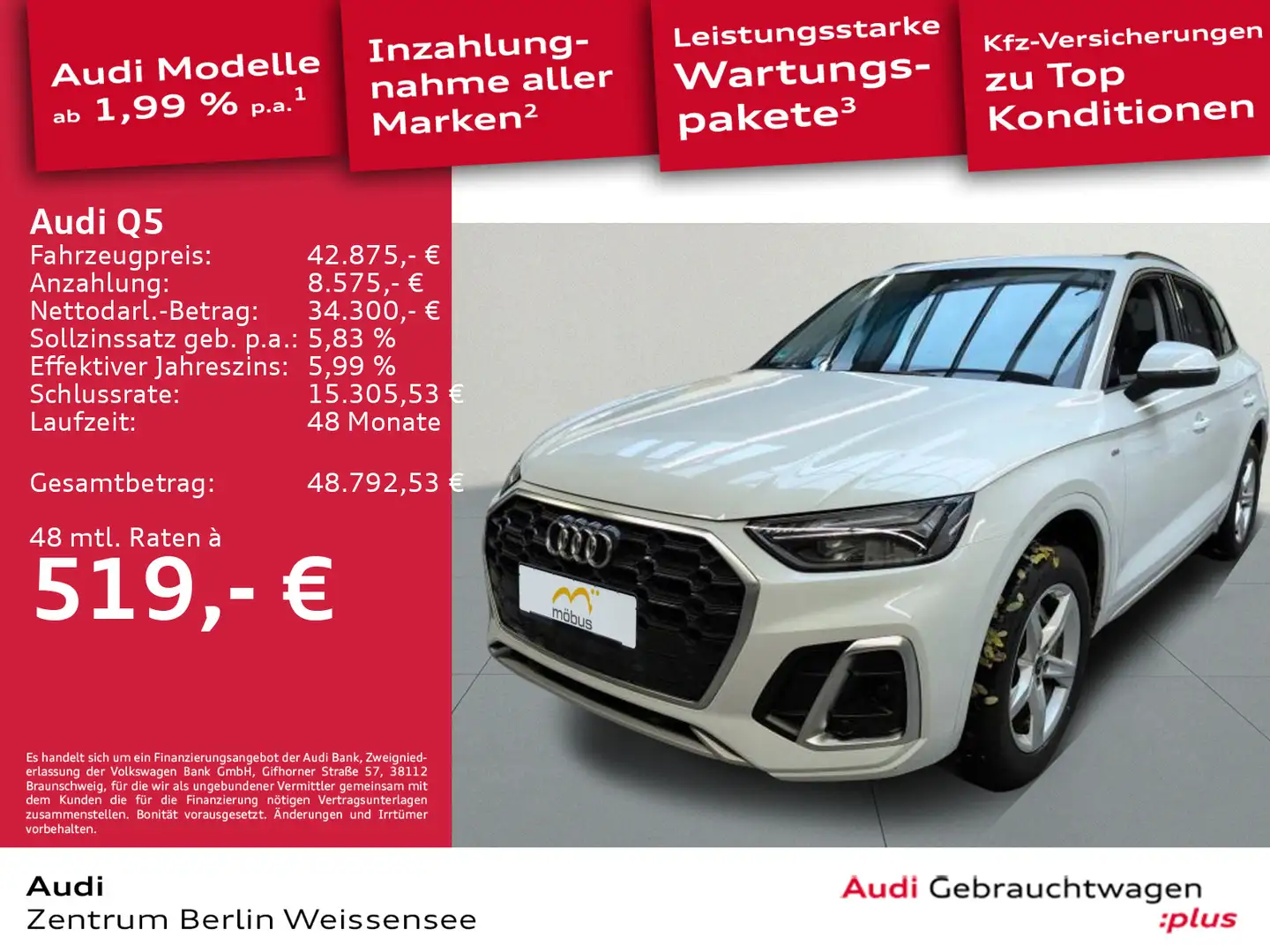 Audi Q5 40 TDI S-TRO*QUA*S-LINE*LED*AHK*NAV*GRA*KLIMA Weiß - 1