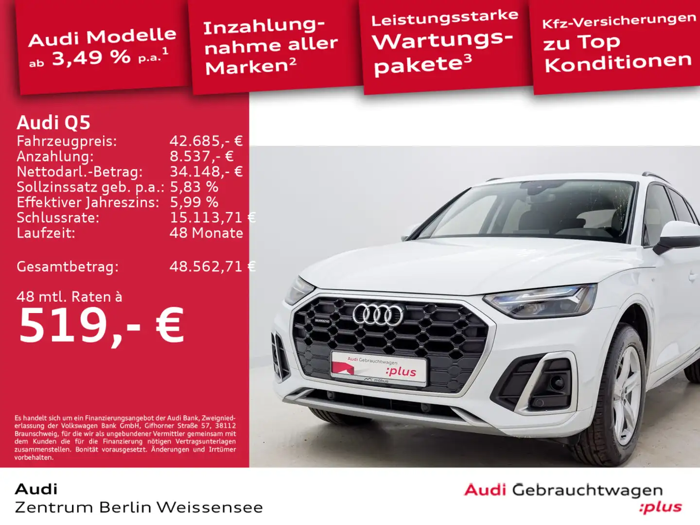 Audi Q5 40 TDI S-TRO*QUA*S-LINE*LED*AHK*NAV*GRA*KLIMA Weiß - 1