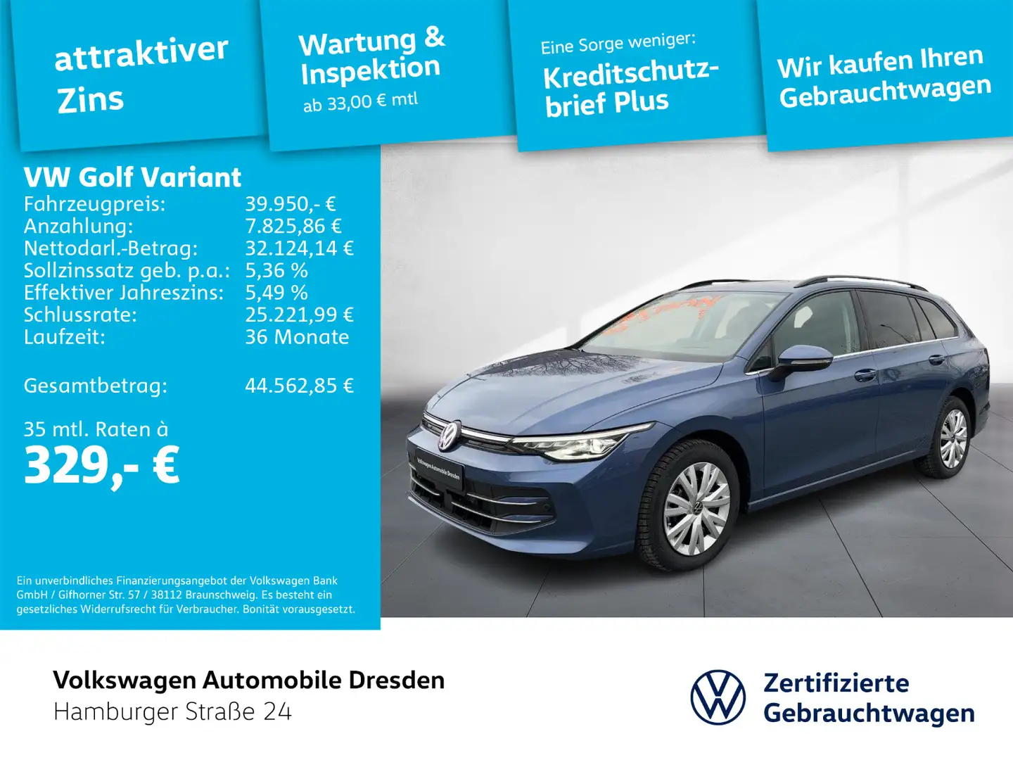 Volkswagen Golf Variant Golf VIII Variant Style 1,5 eTSI DSG AHZV NAVI A Blau - 1