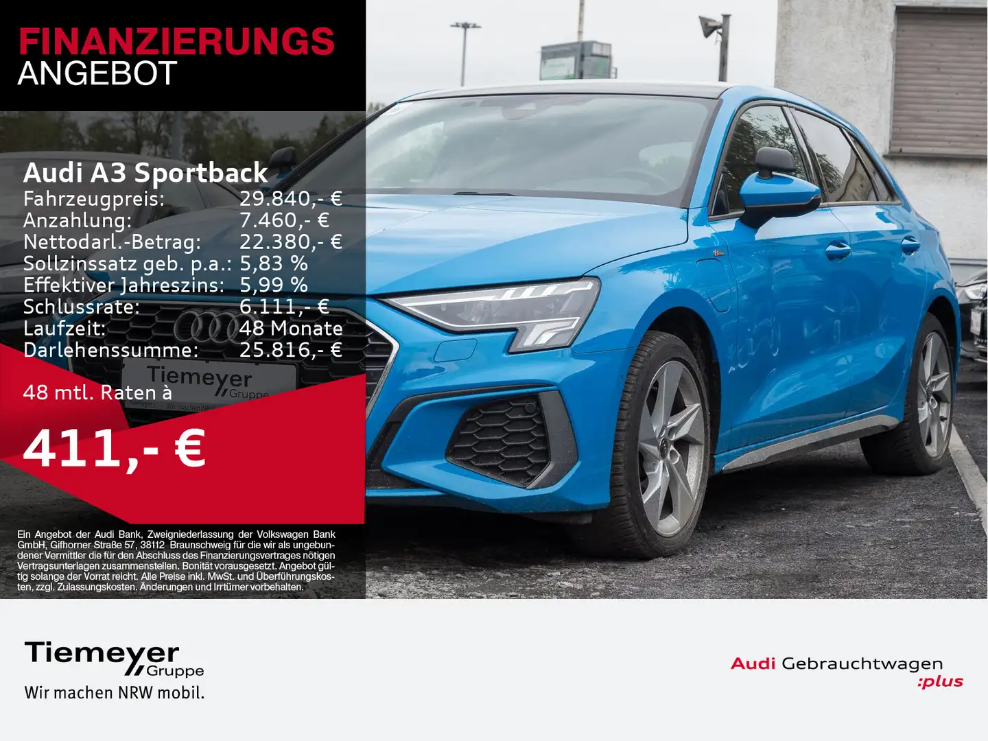 Audi A3 40 TFSIe 2x S LINE PANO LED VIRTUAL Blau - 1
