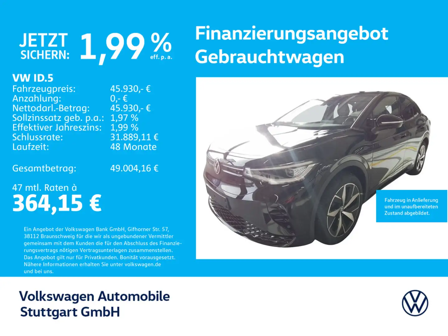 Volkswagen ID.5 GTX Navi Kamera ACC Stdhzg Pano SHZ LED Schwarz - 1