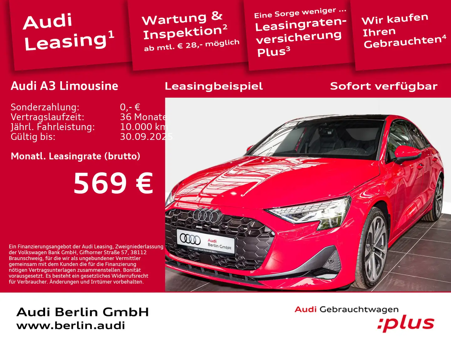 Audi A3 advanced 35 TFSI S tronic Roşu - 1