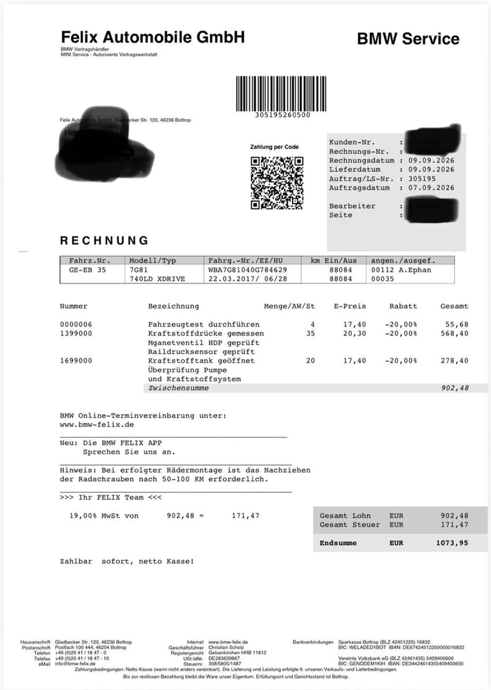 BMW 740 d xDrive Problem im Kraftstoffsystem — photo 2