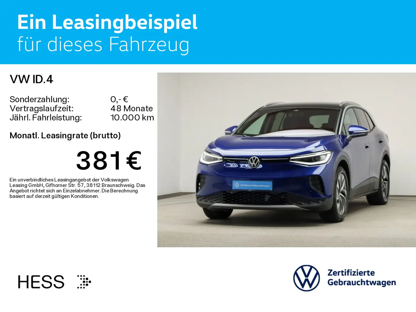 Volkswagen ID.4 Pro*WÄRMEPUMPE*AHK*KAMERA*IQ.LIGHT*NAVI*19Z Blau - 2