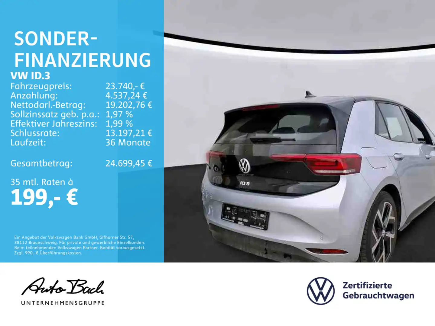 Volkswagen ID.3 Pro Performance, Navi, App-Connect, LED, Rü Plateado - 2