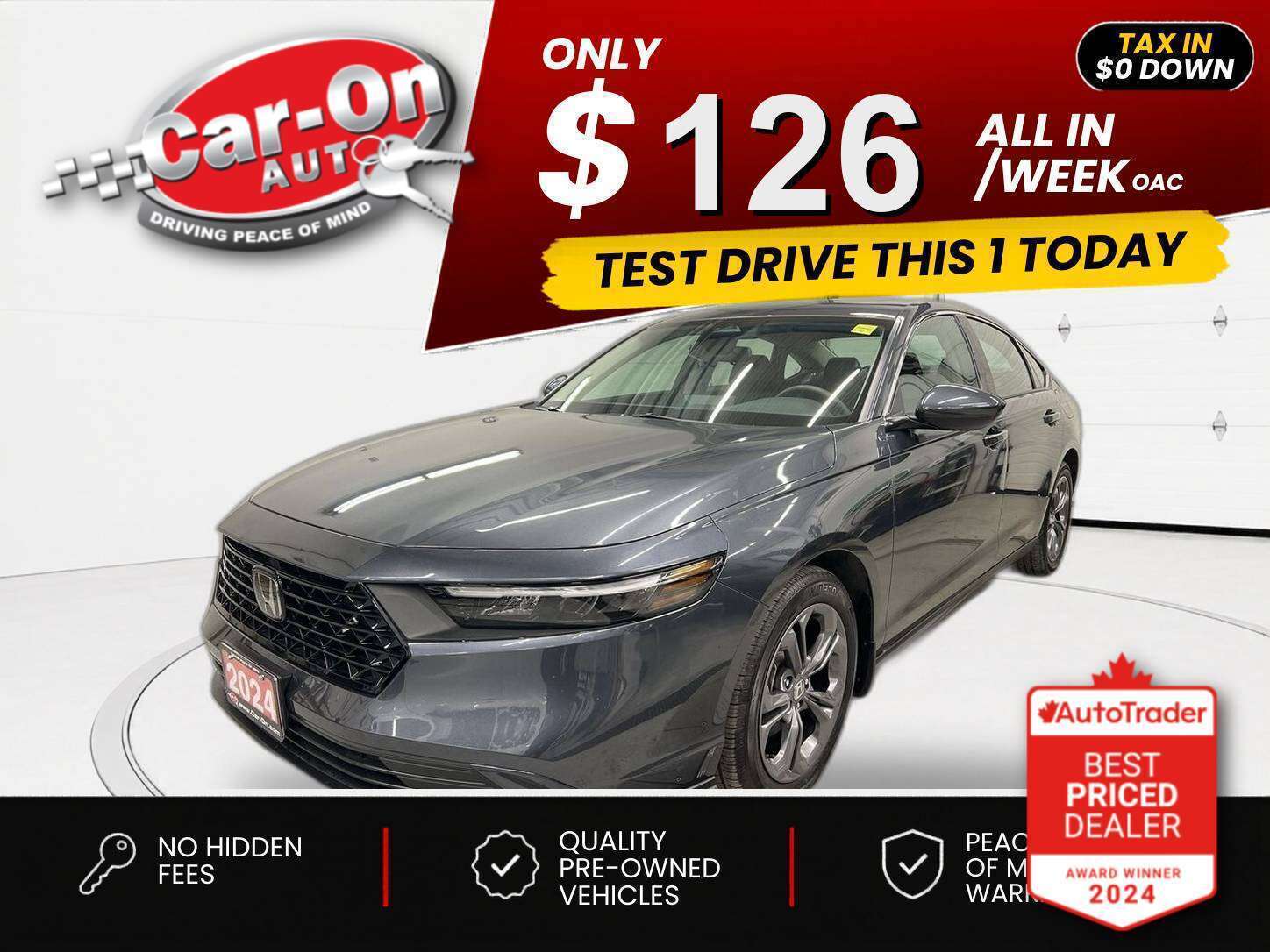 Gray 2024 Honda Accord EX FWD Sedan Front-Wheel Drive Automatic