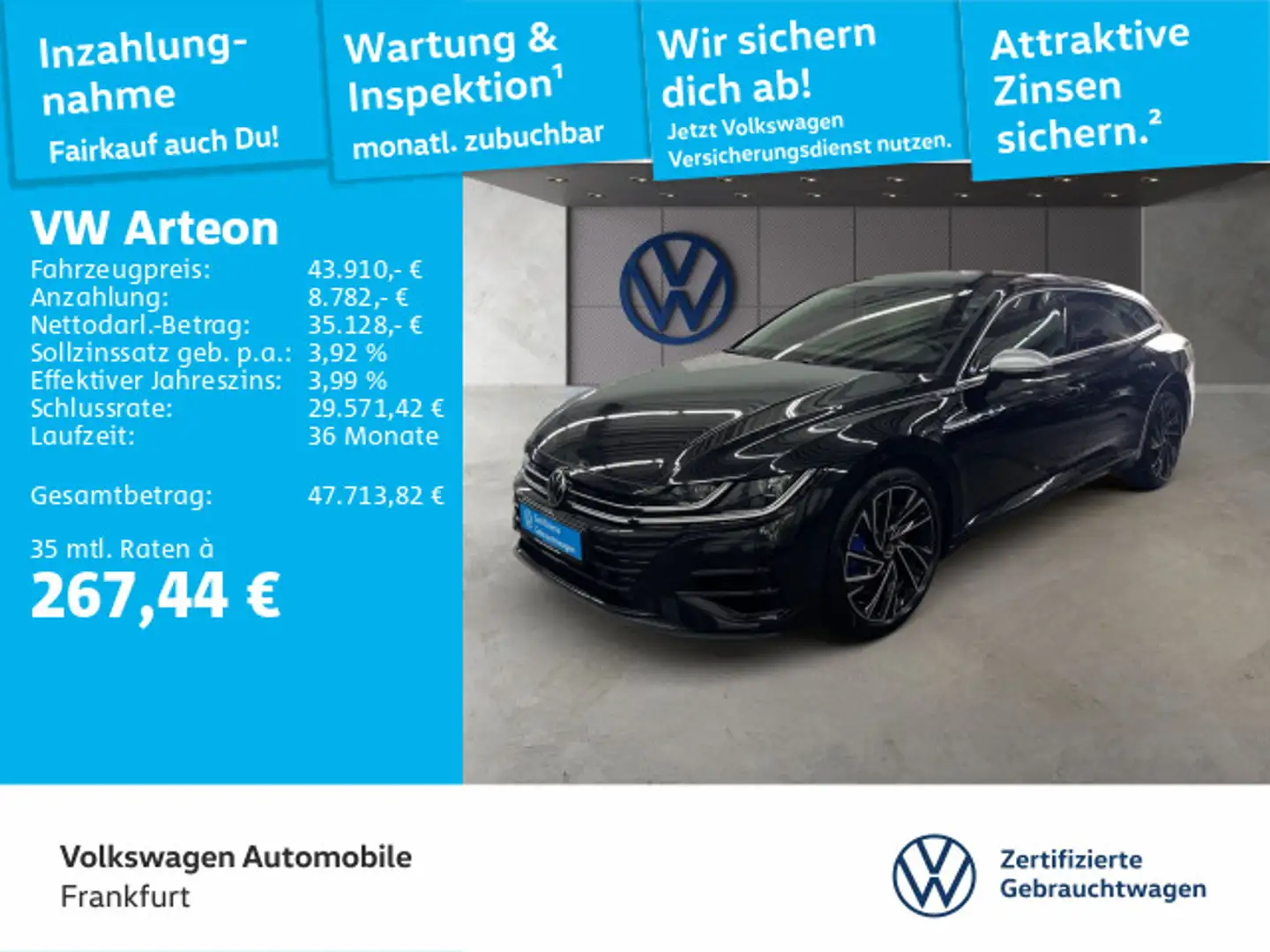 Volkswagen Arteon 2.0 TSI DSG R 4Motion Navi AHK Sprachbedi Schwarz - 1