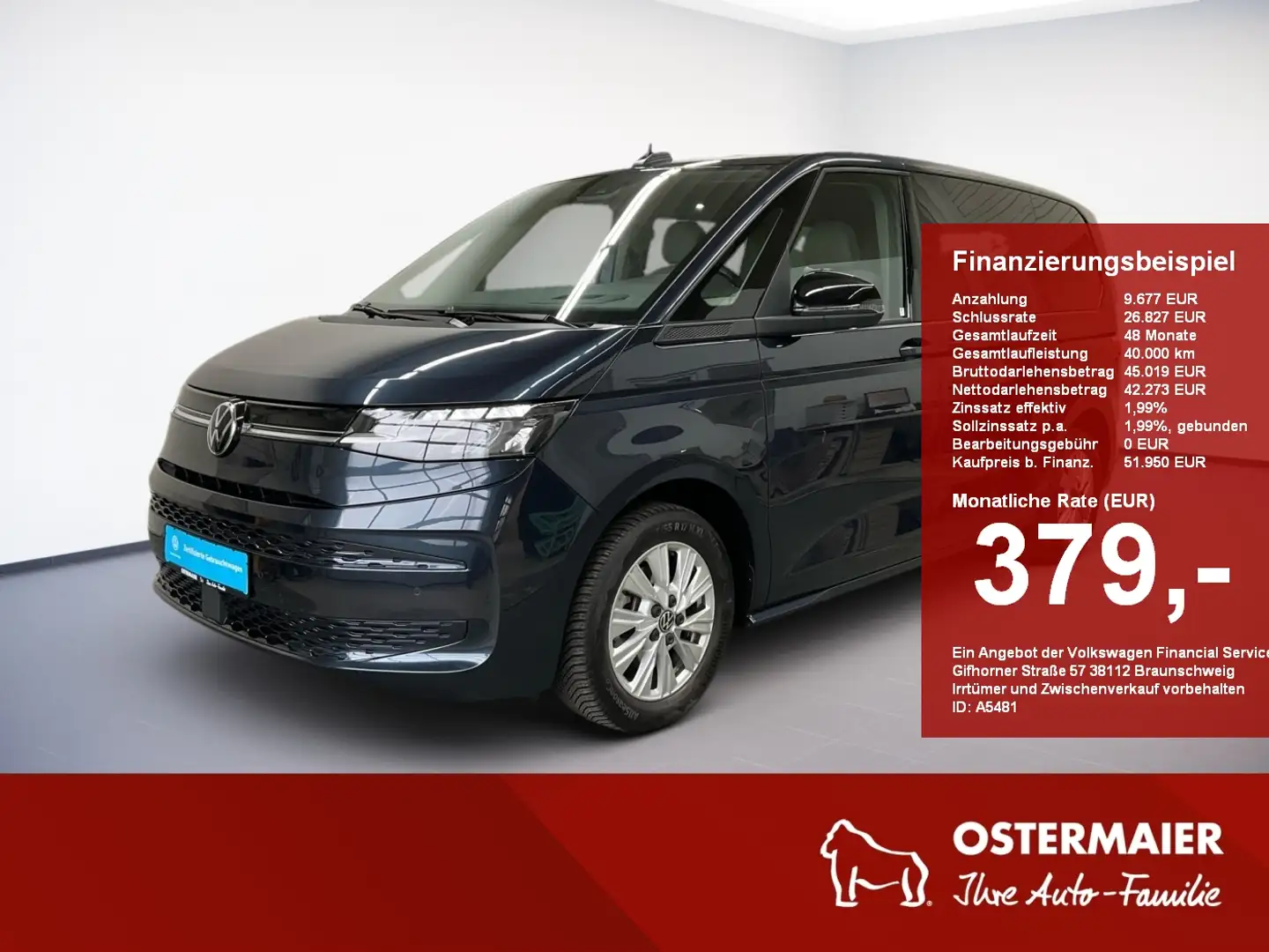 Volkswagen T7 Multivan LIFE 2.0TDI 150PS DSG ACC.7-SITZE.AHK.KAMERA.NAVI+ Bleu - 1