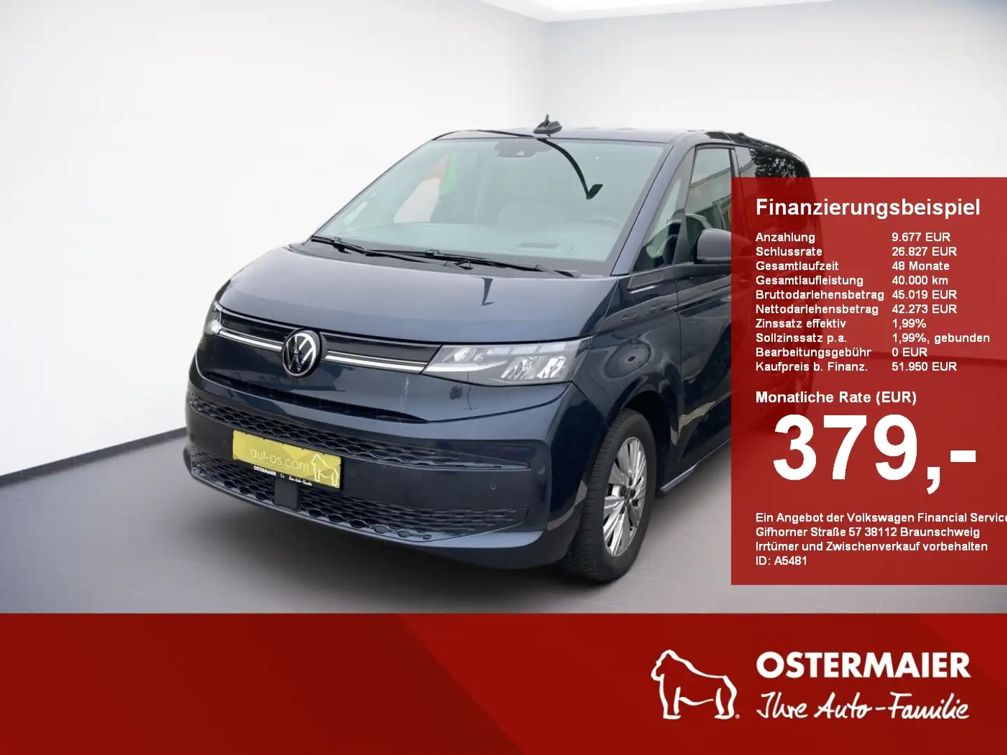 Volkswagen T7 Multivan Multivan LIFE 2.0TDI 150PS DSG ACC.7-SITZE.AHK.KAM Bleu - 1