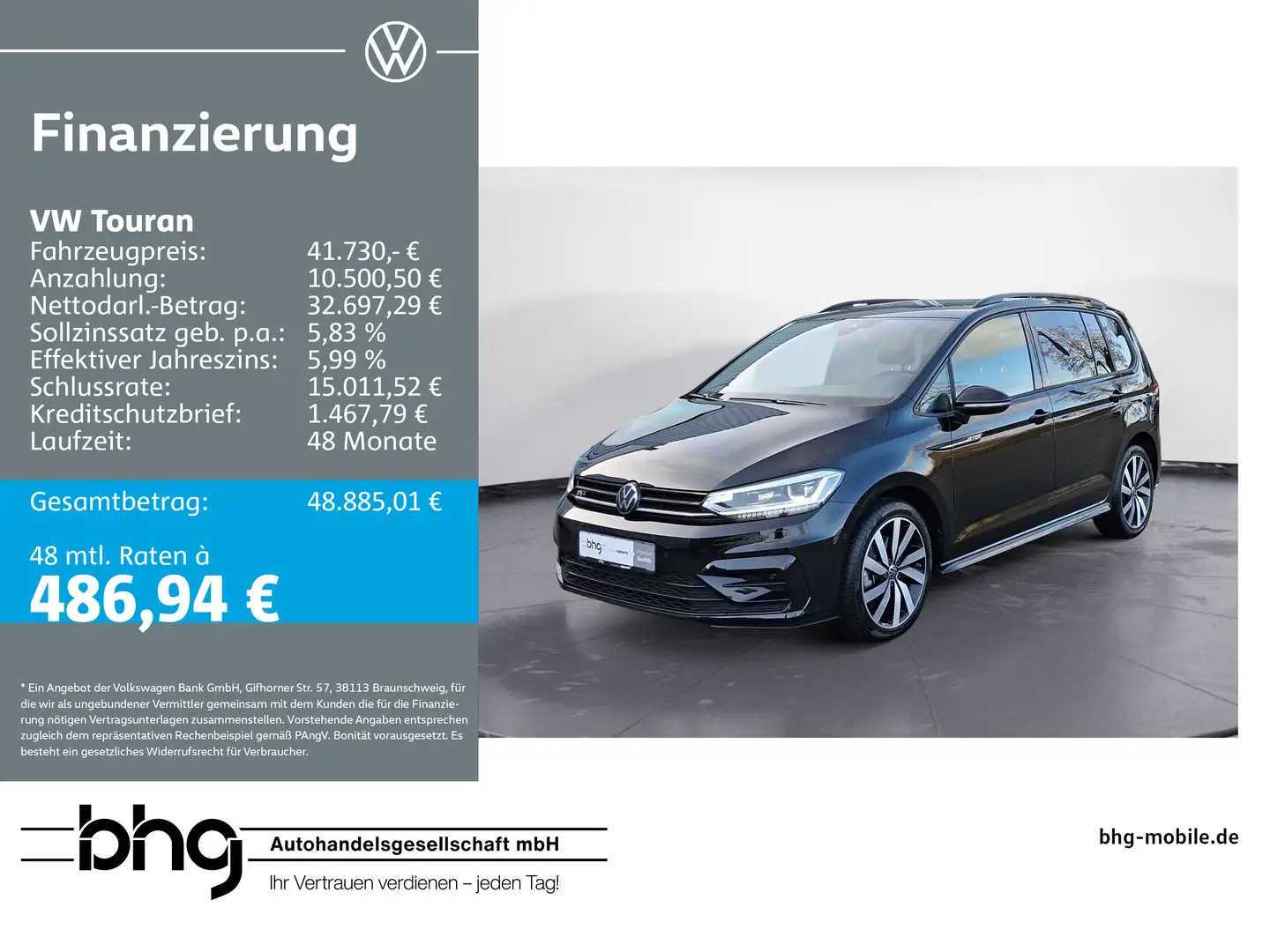 Volkswagen Touran 2.0 TDI SCR DSG Highline Schwarz - 1