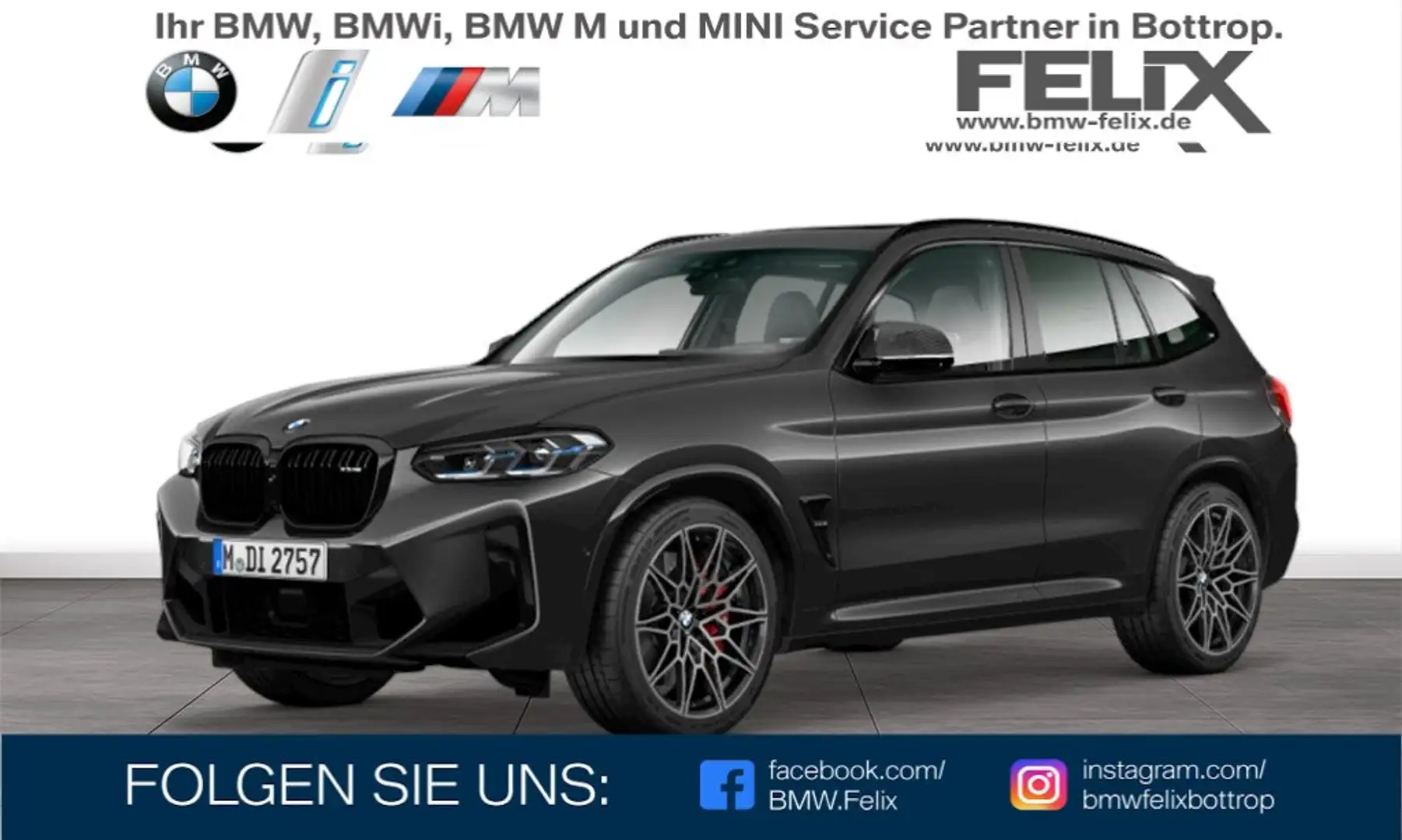 BMW X3 M Competition M COMPUND BREMSEN+HUD+LASER+SITZBELÜFT Срібний - 1