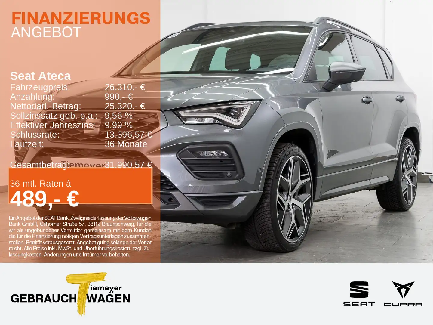 SEAT Ateca TSI DSG FR 360 PANO VIRTUAL LM19 Grau - 1