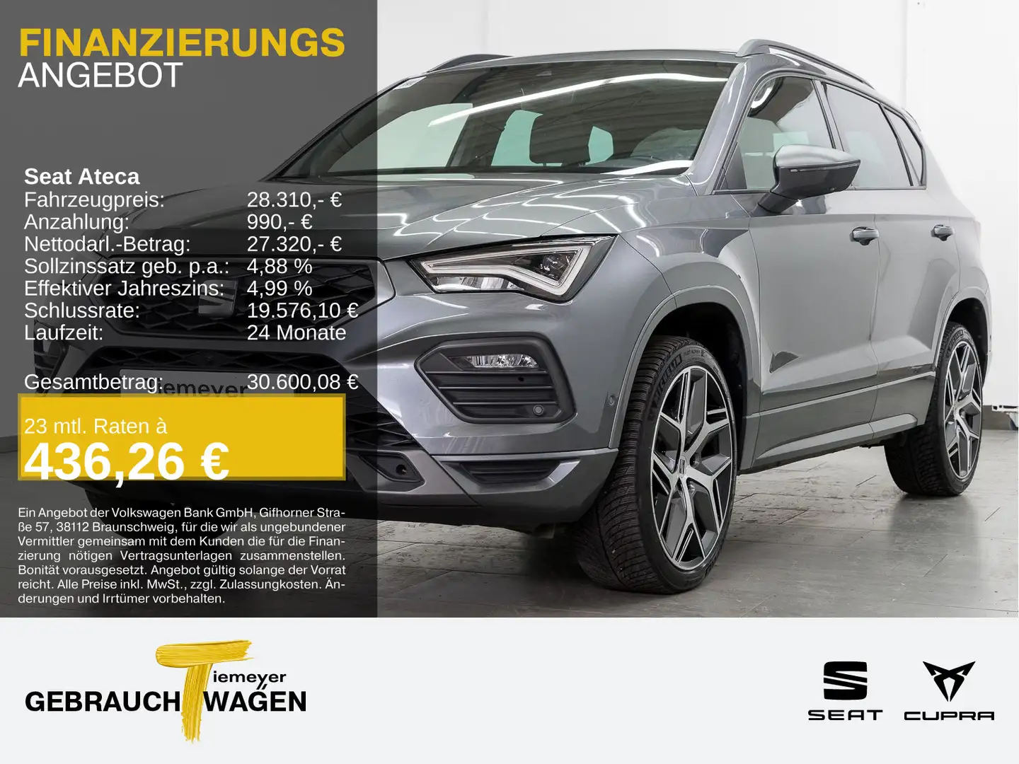 SEAT Ateca TSI DSG FR 360 PANO VIRTUAL LM19 Grau - 1