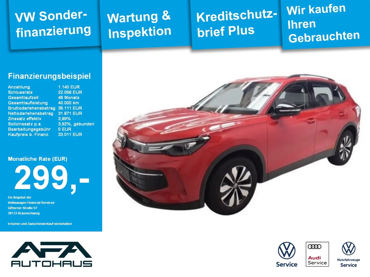 Volkswagen Tiguan 1.5 eTSI GOAL DSG AHK*Navi*LED*RFK*ACC Rot - 1