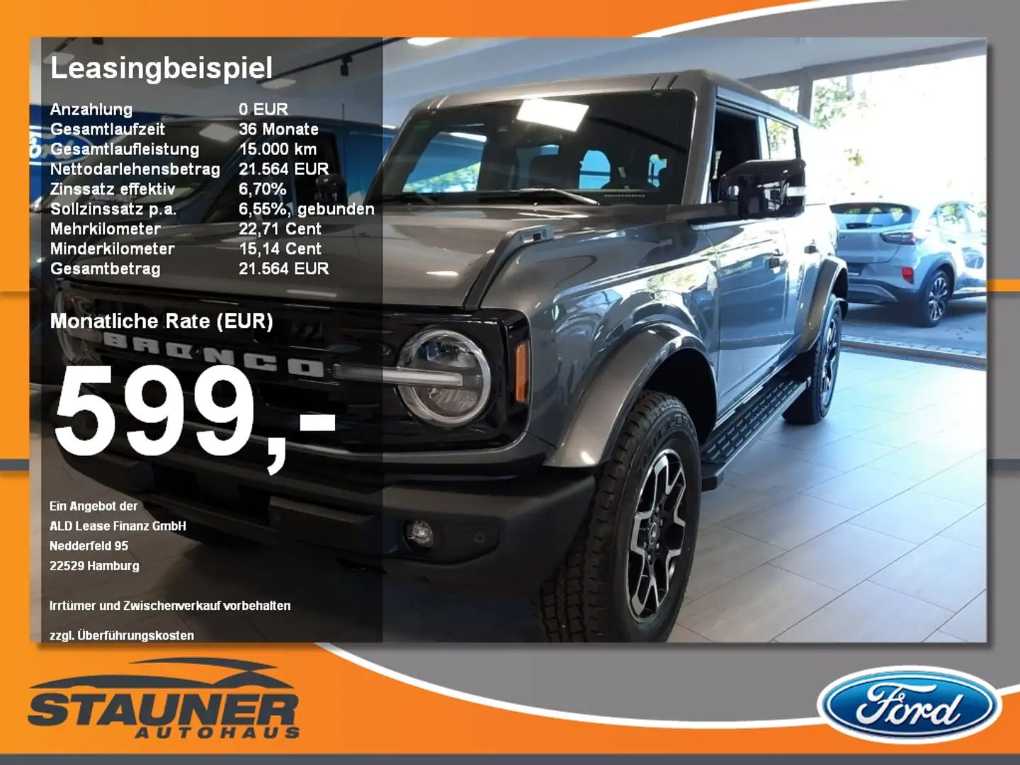 Ford Bronco 2.7l EcoBoost Outer Banks SHZ LM LED Grijs - 1