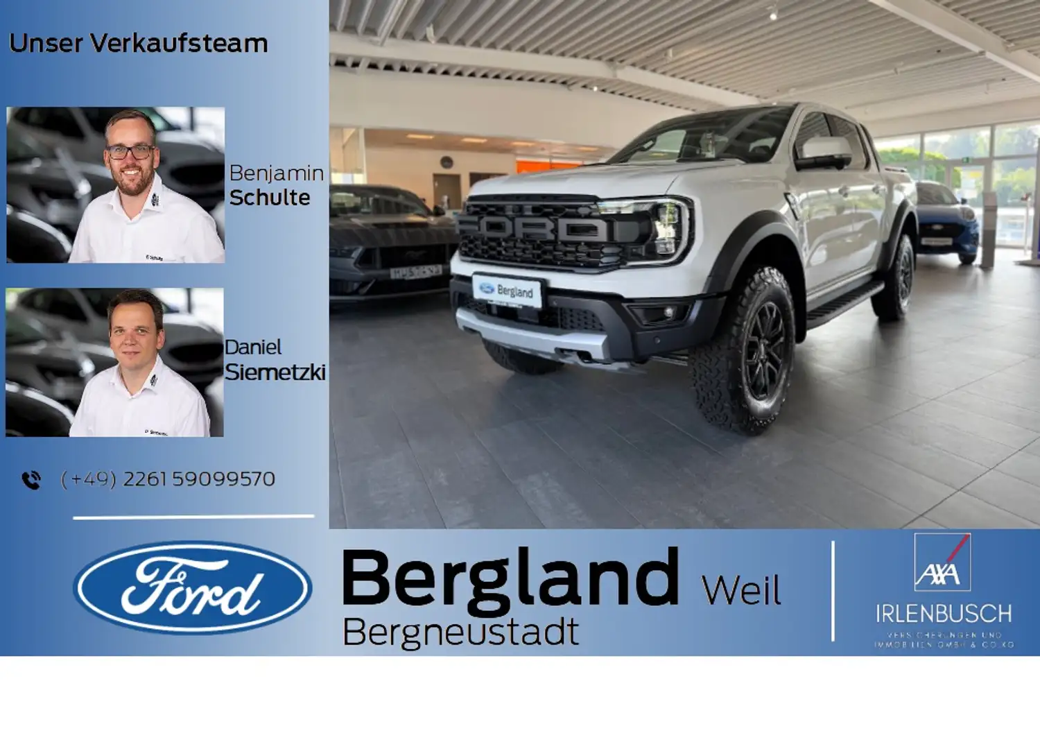 Ford Ranger Raptor DOPPELKABINE 3.0L 292PS V6 Automatik Blanc - 1