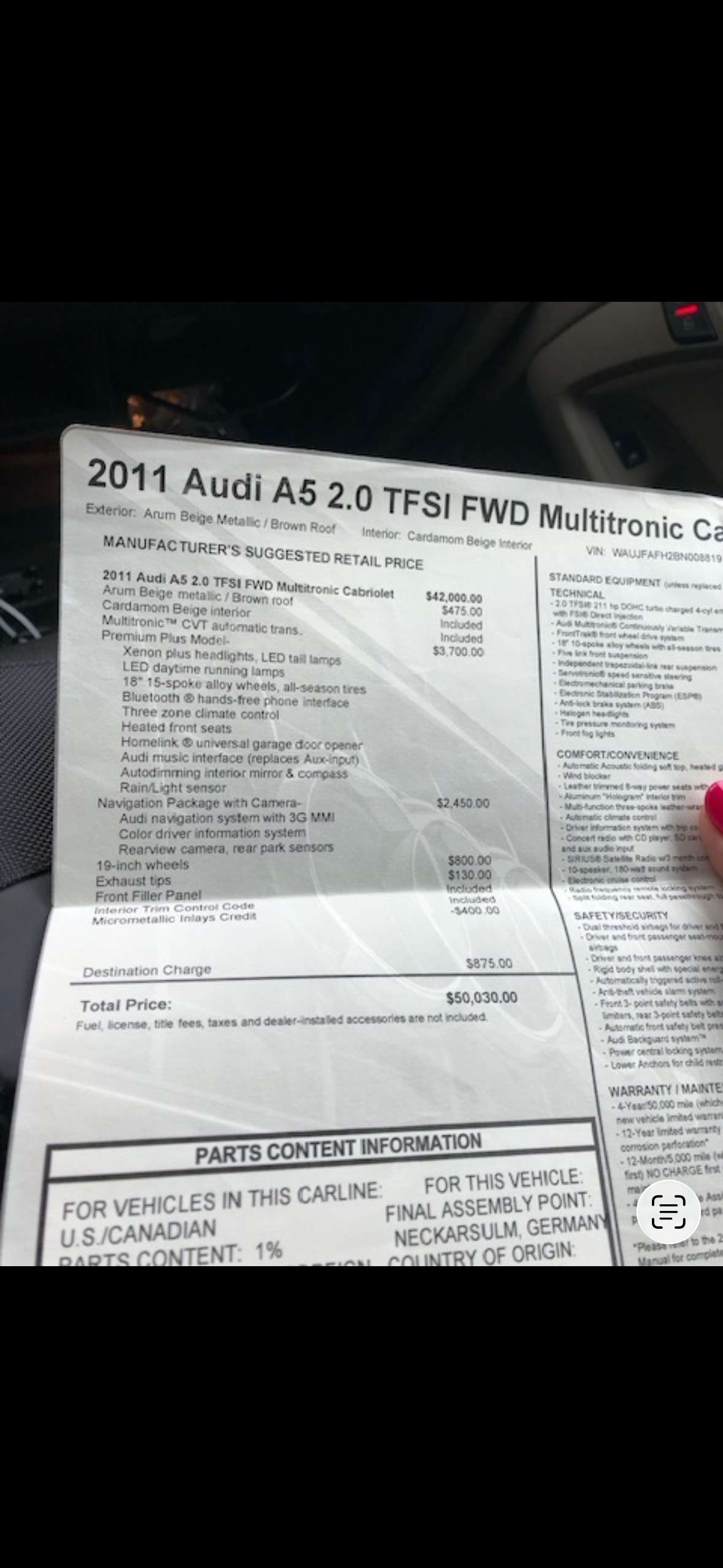2011 Audi A5 Convertible thumb 11