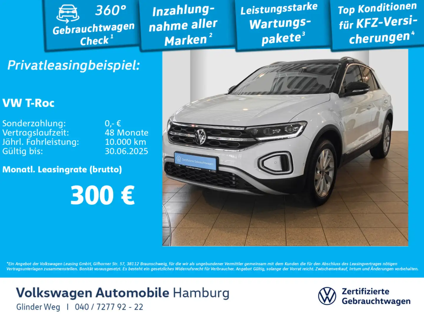 Volkswagen T-Roc 1.5 TSI Style DSG AHK Navi Klima Weiß - 1