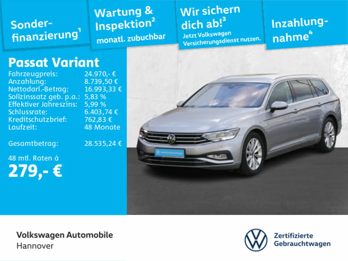Volkswagen Passat Variant 1.5 TSI Business Navi ACC DigCock Silber - 1