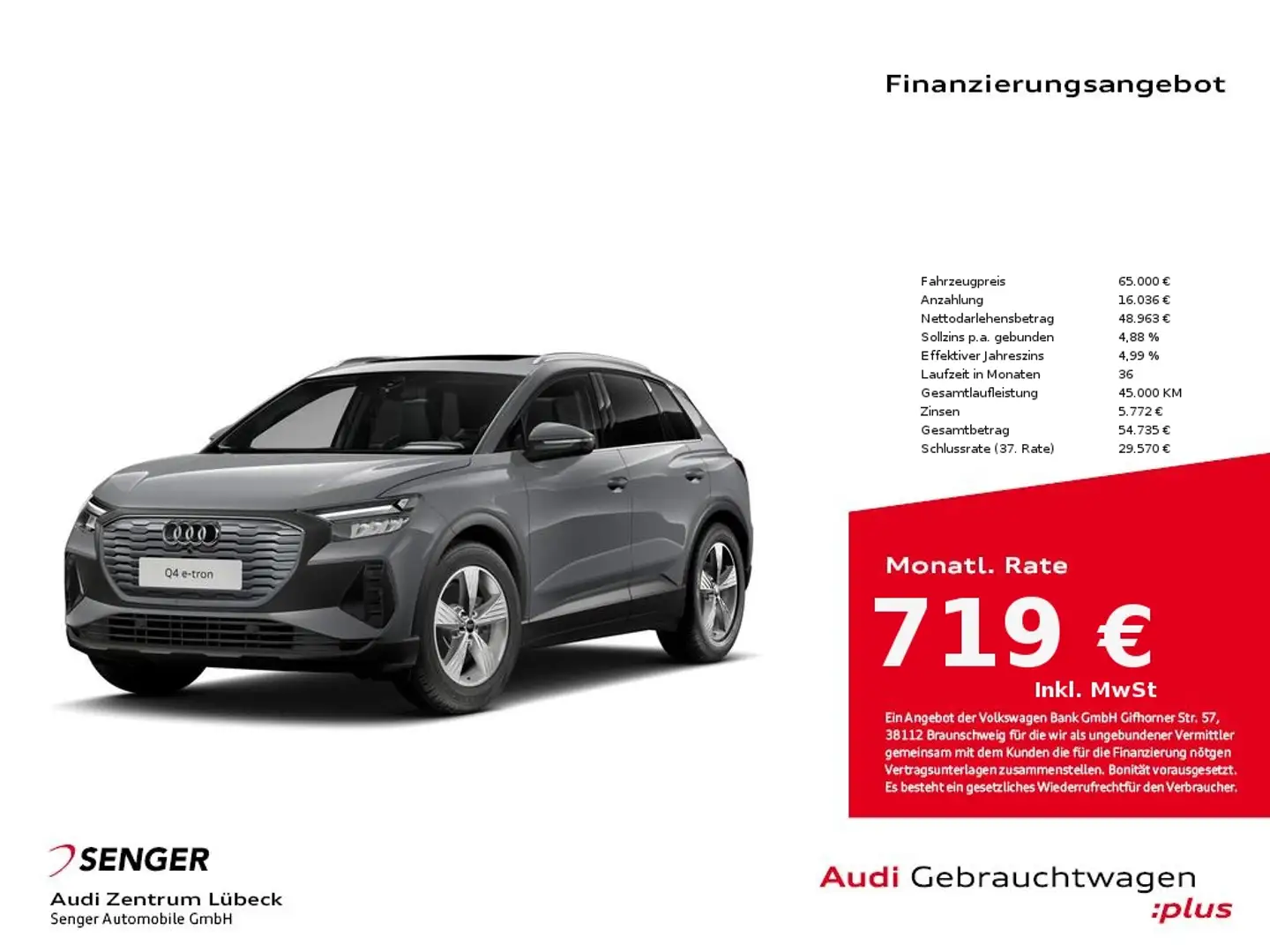 Audi Q4 e-tron 45 Nav Pano PDC Grau - 1
