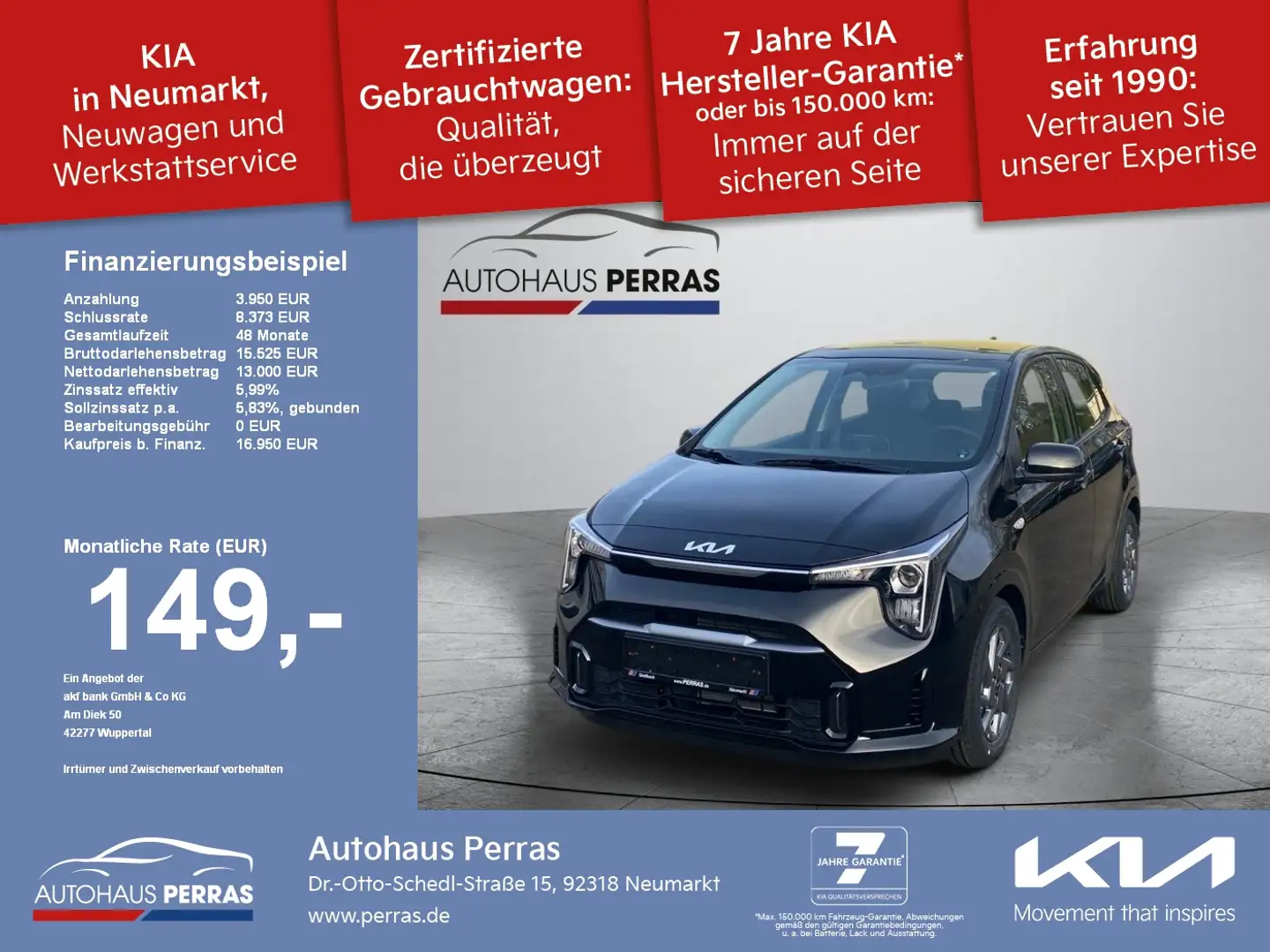 Kia Picanto PE2 Vision 1.0 GDI MT SHZ+LM+PDC+AUT Schwarz - 1